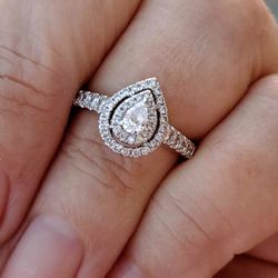 $1,700 At Kay Natural 1/2 Carat Pear Halo Diamond Engagement Ring