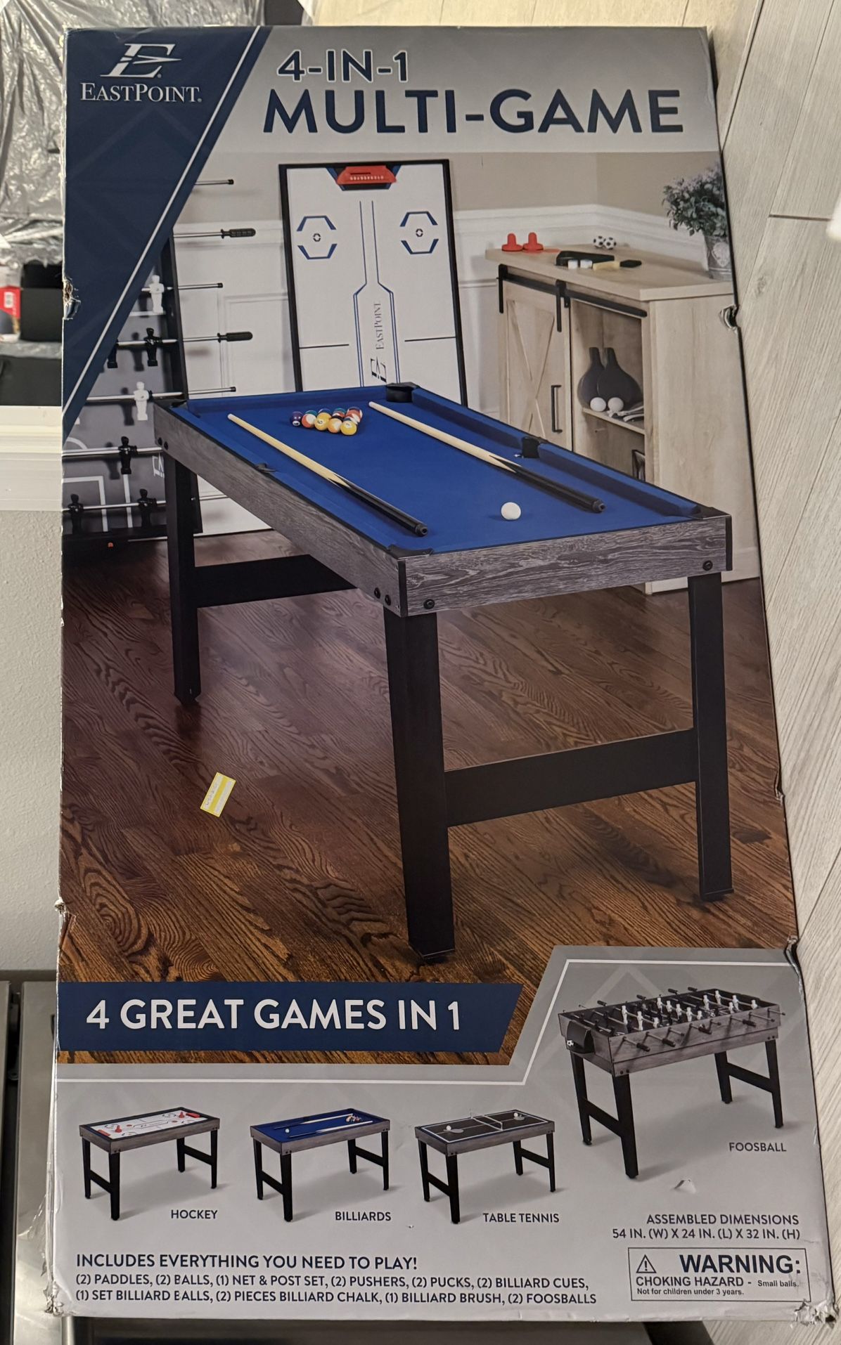 East point 4 In 1 Multi Game Table - Hockey Billiard Table Tennis Foosball BRAND NEW