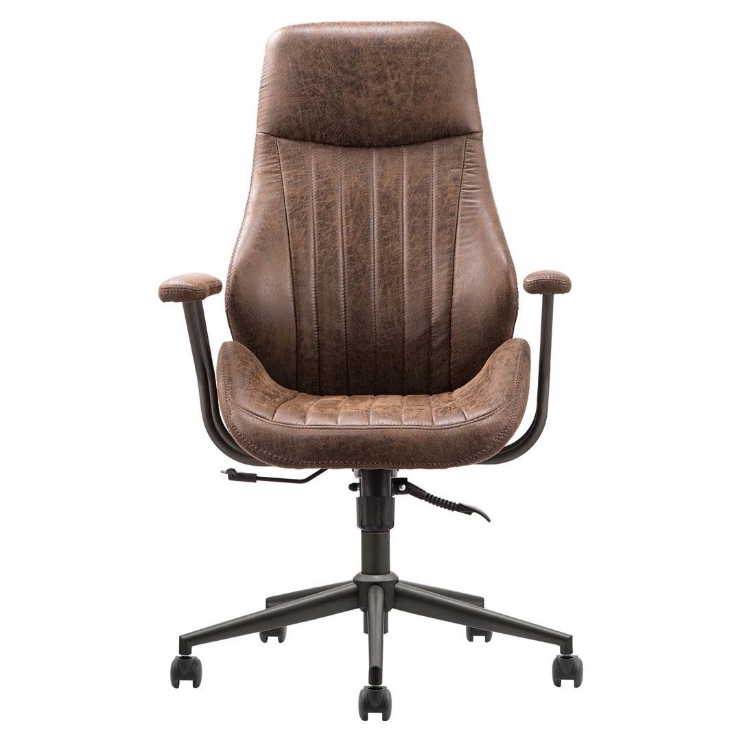 New Ovios High Back Suede Fabric Desk Chair Dark Brown