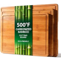 Brand New Unopened    Zarler Bamboo Cutting Boards for Kitchen, Durable Wood Cutting Board with Juice Grooves and Handles, Wooden Chopping Board Set f