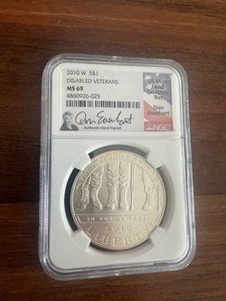 2010 W Disabled Veterans Silver Dollar NGC MS69