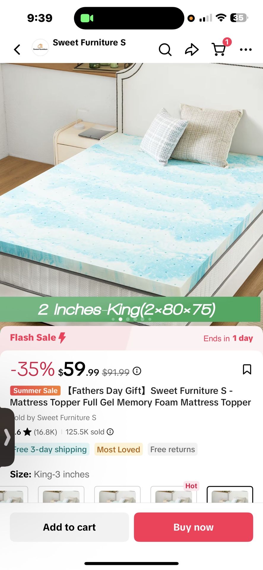 Memory Foam Mattress Topper