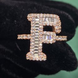 INTIAL "F" VVS D MOISSANITE AND 925 STERLING SILVER ROSEGOLD