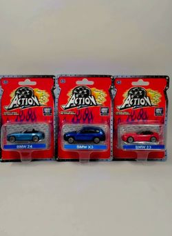 1:64 scale "Action Diecast" blister-packaged toy cars Set Of 3 BMW