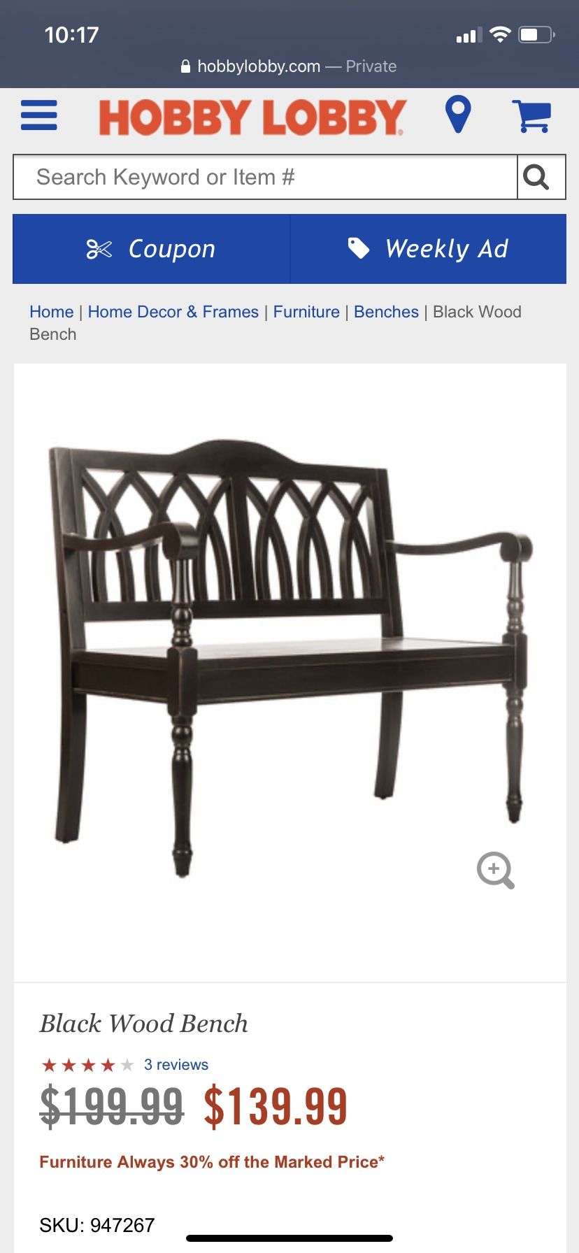 Bench from hobby lobby