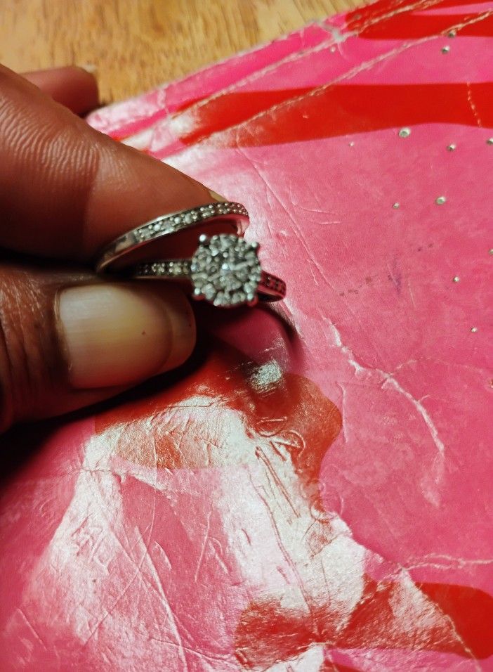 Silver & Diamond Wedding Set $100