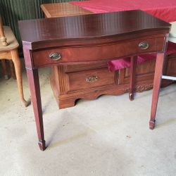 Antique Mahogany Server Table With Swivel Top That Turns Into A Dining Table 