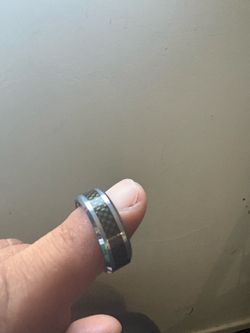Tungsten Carbon Fiber Inlay Band Ring