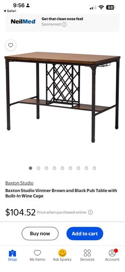 Baxton Studio Pub Table with Built-In Wine Cage