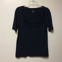 Women’s LOFT Ann Taylor Cotton/modal Navy Short Sleeve Pull Over Top… Size Large