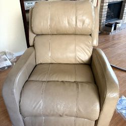 leather beige recliner