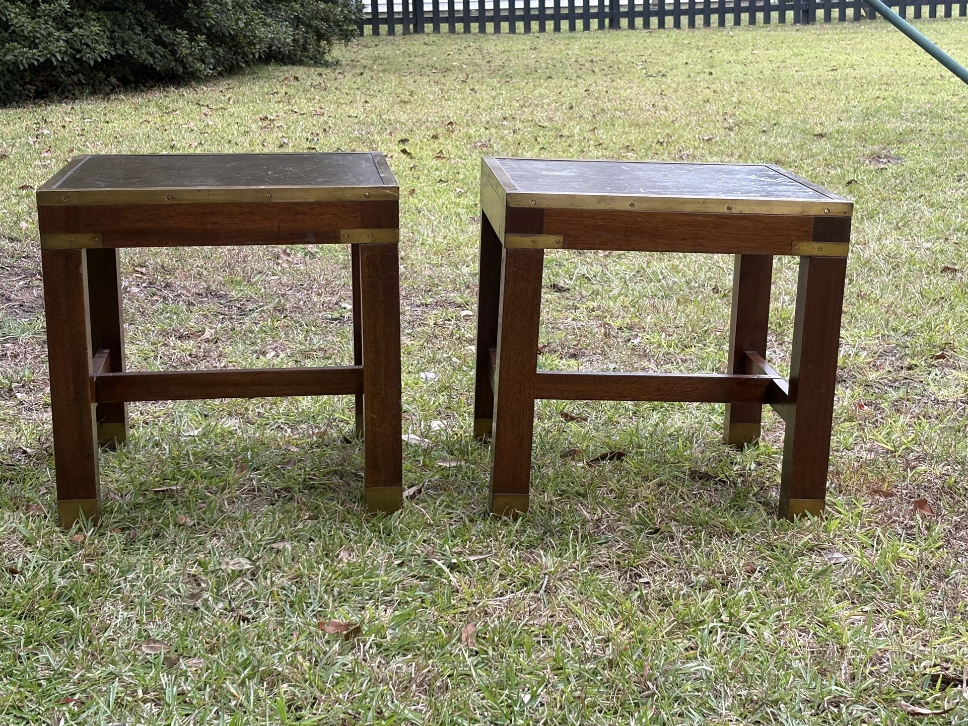 Vintage Military Campaign Set Of End Tables