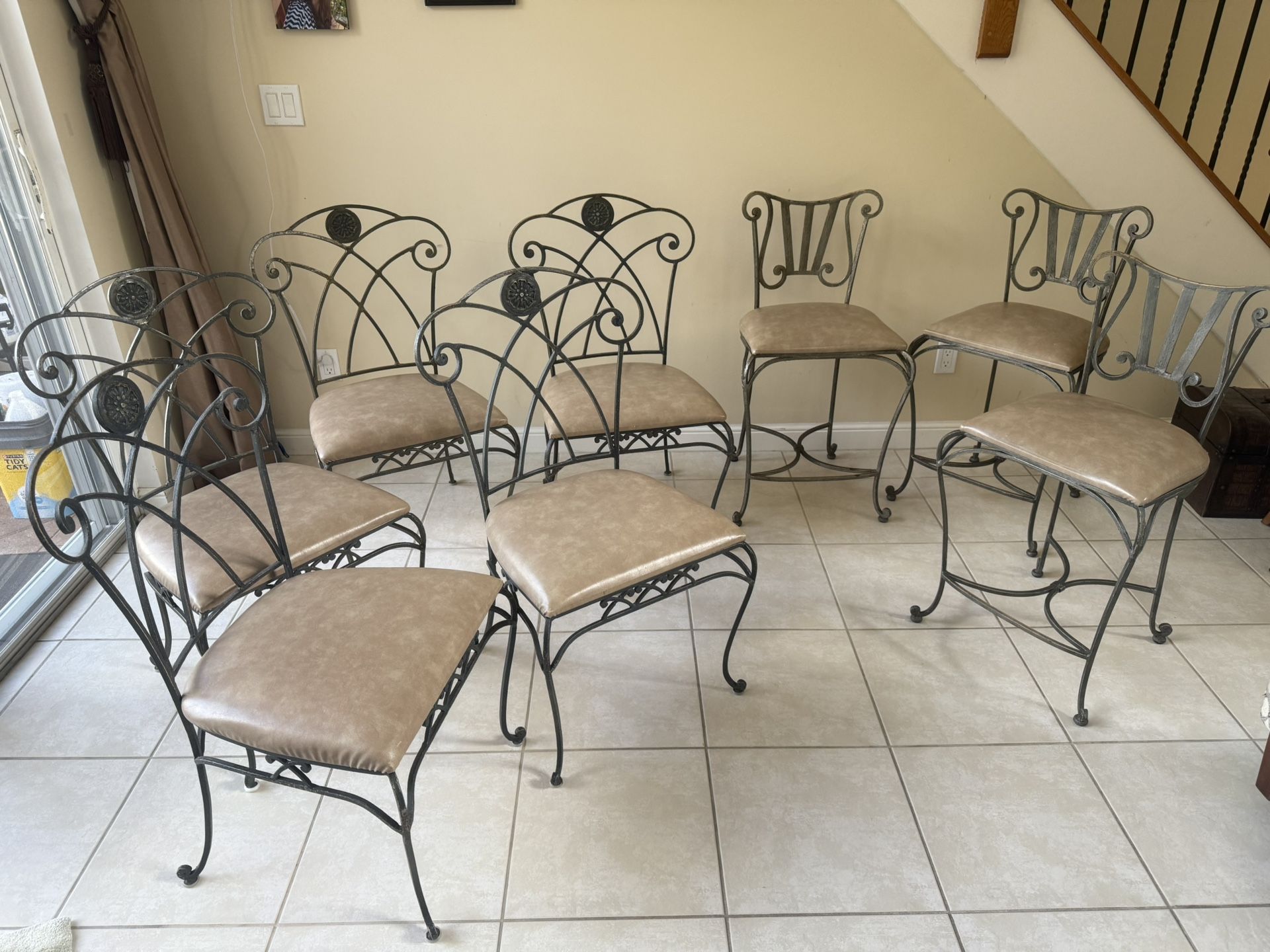 5 Piece Dining Room Chair Set And 3 24” Bar Stools