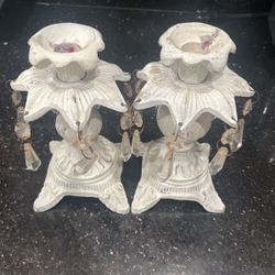 Vintage home decor, white classic candle holder