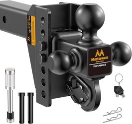 Adjustable Trailer Hitch 2.5" Receiver 6" Drop/Rise Tri-Ball 15,000 LBS
