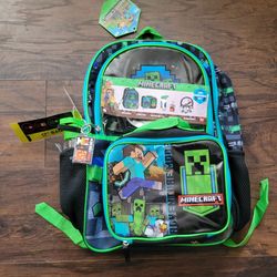 New Minecraft kids backpack with accessories