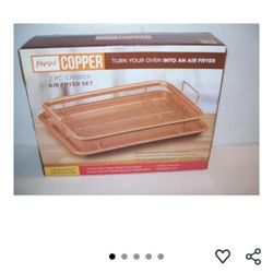 Copper 2 Piece Crisper Air Fryer Set for Oven