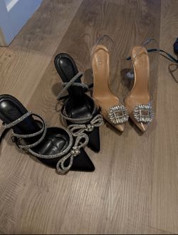 Black and clear heels