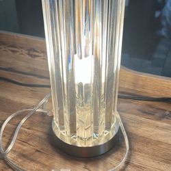 Elegant Accent Crystal Table Lamp – Silver Base, Tall 13 In. 