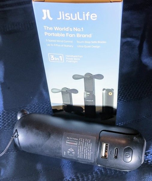Jisulife 3-1 Handheld Fan, Power Bank And Flashlight