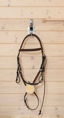 Horse Bridle Fancy Stitched Monocrown Figure 8, Huntley Equestrian Removable Sheepskin Padding