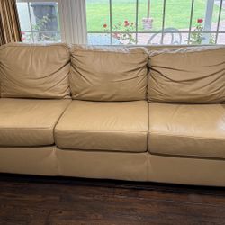 Used West Elm Sofa Genuine Leather 3 Seater in Excellent Condition 