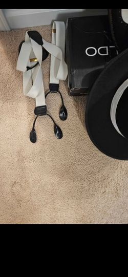 Pin striped suits one black one white and accessories