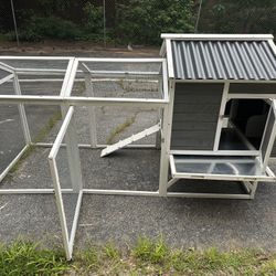 Large Chicken Coop, 95”L Poultry Cage Large Wooden Chicken Tractor with Run, Nesting Boxes, Ramps