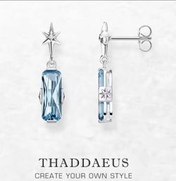 925 Sterling Silver Aquamarine drop Stud earrings