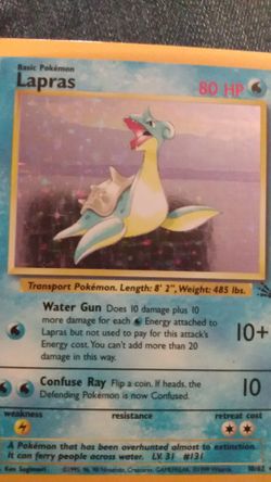 VINTAGE RARE LAPRAS POKEMON CARD HOLO!