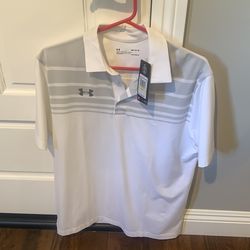 Men Under Armour white polo size medium