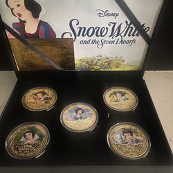 Disney Snow White (5) 24k Gold Plated Collector Coin Set