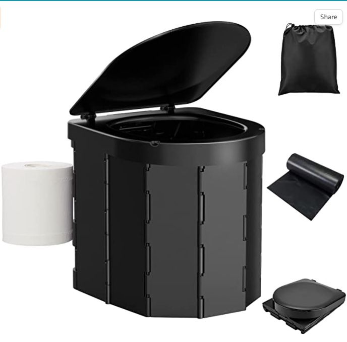 New Portable Camping Toilet, Folding Toilet for Adults with Lid 