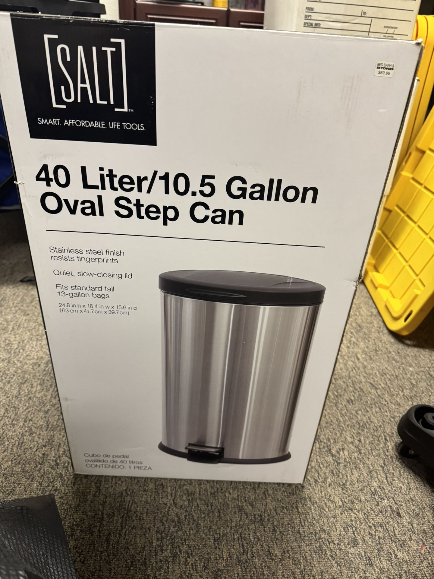 Salt 40 Liter/10.5 Gallon Oval Step Can Stainless Steel Finish