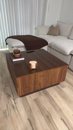 Square Wood Coffee Table with Storage
