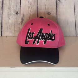 LOS ANGELES USA STATES cities baseball Hat Cap Arch letters pink and black