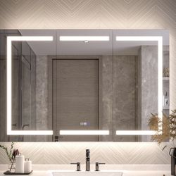 54"x36" Lighted Medicine Cabinet with Mirror / 5X Magnifier / Soft-Closed Hinges / Anti-Fog [NEW IN BOX] **Retails For $1500