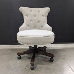 Modern Light Grey Fabric Button Tufted Accent Chair