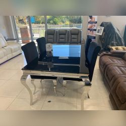 ADA BLACK GLASS DINING SET
