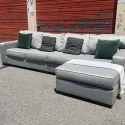 Gray 3 Piece Sectional Sofa Couch with right facing chaise