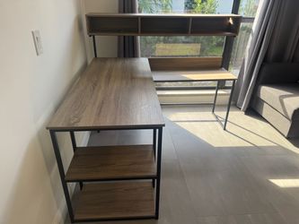 L-Shaped Desk with Hutch and Shelves