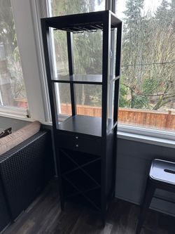 CRATE AND BARREL Tall Bar Cabinet in Espresso Finish