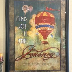 45" x 33" Framed Art, Hot Air Balloon Picture 
