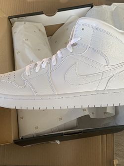 Jordan 1 Mid Triple White