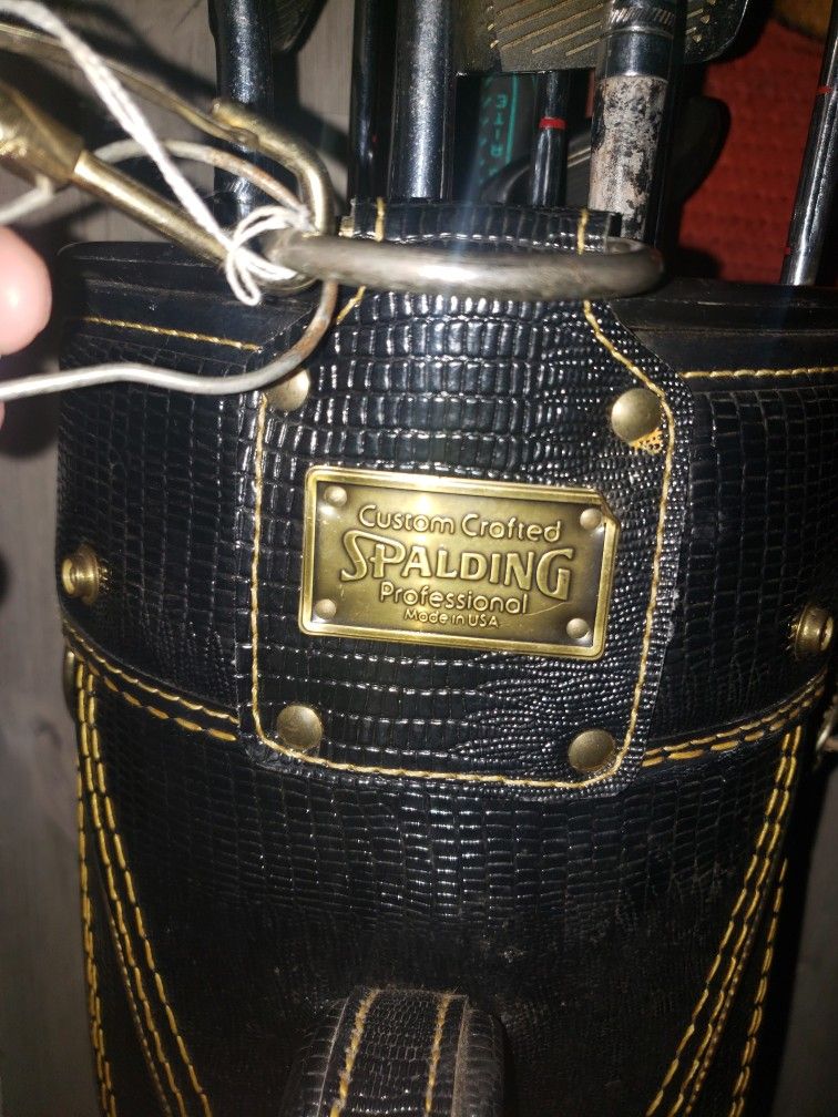 Vintage Spalding Leather (Possibly Alligator Skin, It Has The Look And Feel of It At Least) Golf Bag.