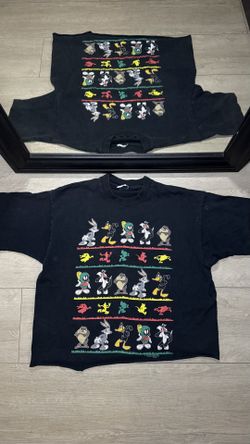 Vintage 1990s Chopped Looney Tunes Jerry Leigh Daffy Bugs Bunny Taz Single Stitch Character Shirt