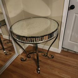 Metal With Mirror Top 27 Inch Diameter Round Table