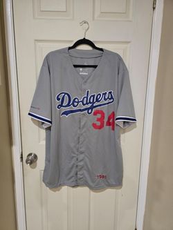 Like new!Los Angeles LA Dodgers Xlarge Fernando Valenzuela 1981 SGA Jersey Men's Gray ( reseda ca)