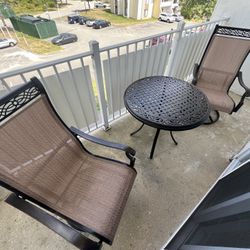 Outdoor 2 Chair 1 Table Aluminum Set