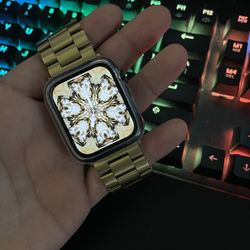 Apple Watch 6 Series 44mm Gold Band With Screen Protector And Extra Links And IPhone 12 Pro Gold Trim Edition 